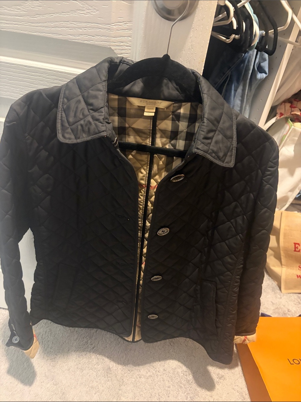 Burberry Black Quilted Button-Front Women's Jacket